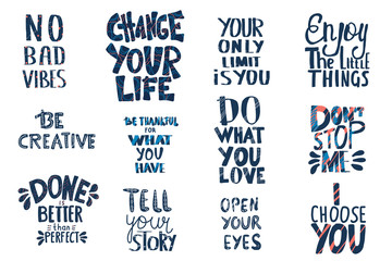 Obraz premium Set of stylized quotes. Vector text illustration.