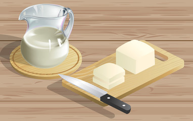 tofu and tofu milk on the wooden table