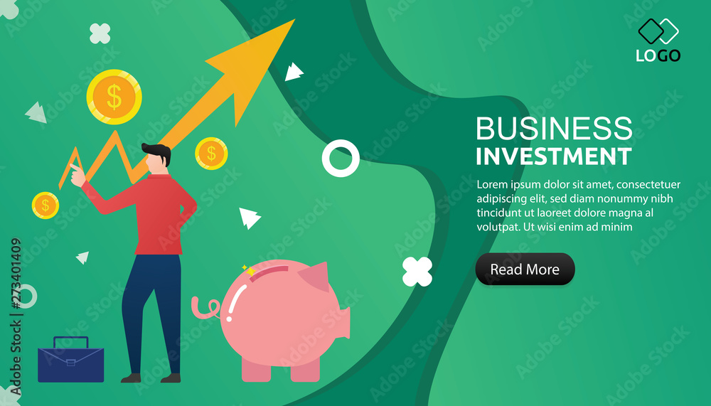 Poster business investment to modern flat design concept. landing page of making profit template. flat vect