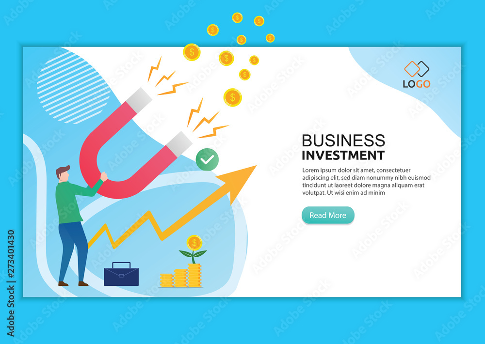 Poster business investment to modern flat design concept. landing page of making profit template. flat vect