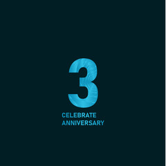 3 Year Anniversary Aqua Color Vector Template Design Illustration