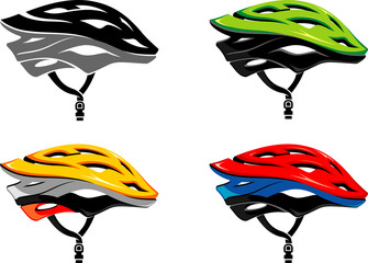 Cyclist Helmet, Isolated Vector Set
