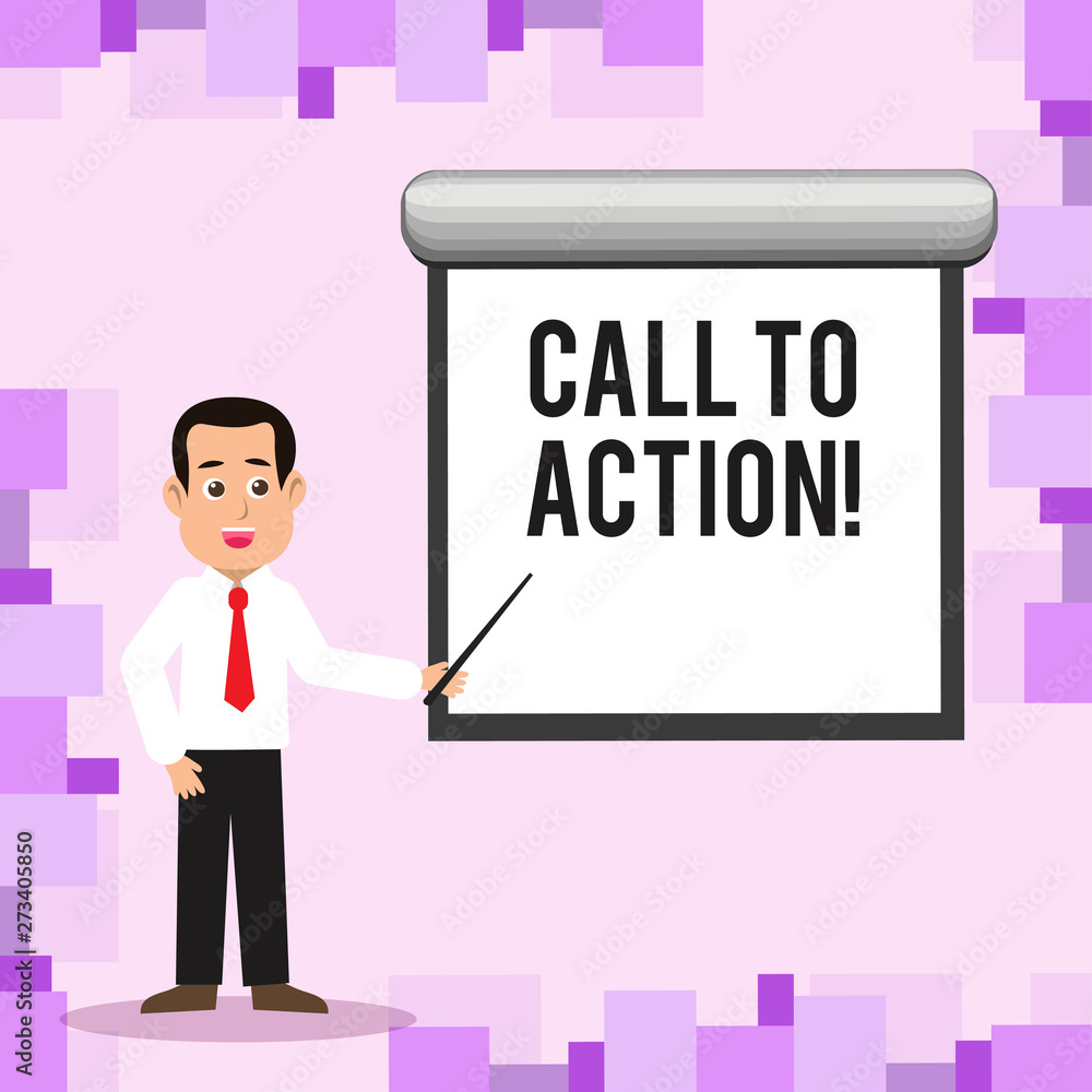Aufkleber writing note showing call to action. business concept for most important part of online digital mark
