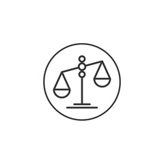 Law scale vector icon. justice symbol weight balance sign of law judgment punishment statue. Law firm logo design inspiration