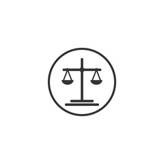 Law scale vector icon. justice symbol weight balance sign of law judgment punishment statue. Law firm logo design inspiration