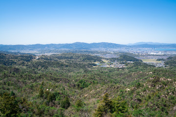 Fototapeta na wymiar 日本にある金勝山から見た琵琶湖周辺の広大な景色