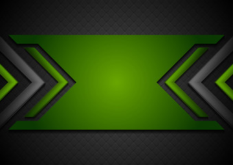 Black and green abstract tech background with glossy arrows