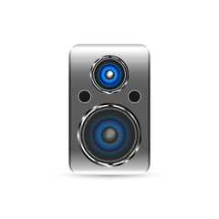 Obraz premium Realistic subwoofer image on white background, vector illustration.