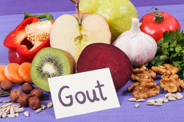 Food to treat gout inflammation and for kidneys health. Healthy lifestyles
