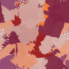 Fototapeta na wymiar Seamless abstract grunge texture. Repetitive pattern for printing on fabric, wrapping paper. Chaotic background of spots brown, orange, purple.