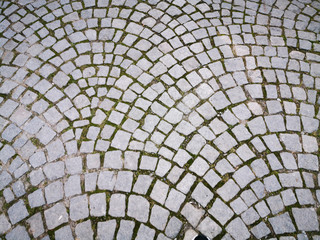 cobblestone pavement texture pattern on the floor top view