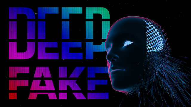 Deep Fake Artificial Intelligence Abstract Concept, Deepfake Procedural Technology, Fake News Creation Futuristic Cyber Threat, Social Tech Issues Influence