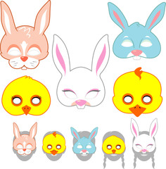 Easter Bunny Masks Set for Kids