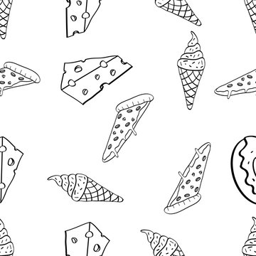 Doodle Vector Food Seamlesss Pattern