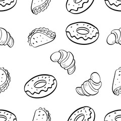 Doodle Vector Food Seamlesss Pattern