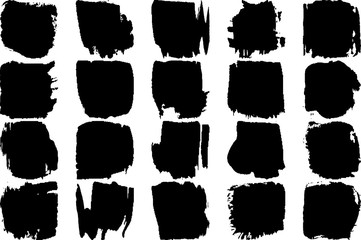 Set of grunge spots. Vector paint strokes of black on a white background.