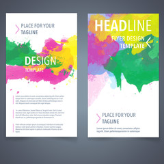 Brochure design template vector. Flyers report business watercolor magazine poster background