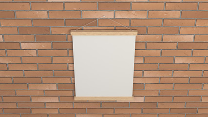 Blank white poster in frame on the wall