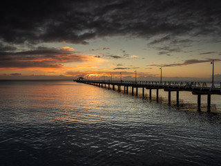 Obraz na płótnie Canvas Pier Sunrise with Beautiful Sky
