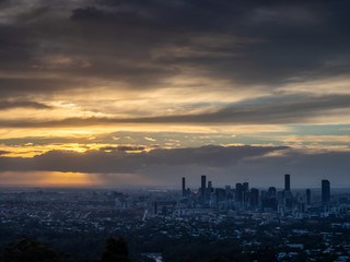 Sunrise Cityscape with Dramatic Sky