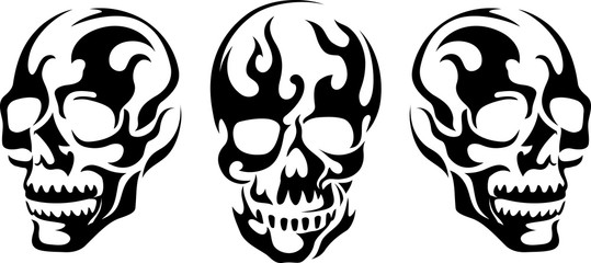 Abstract Flaming Skull Tattoo