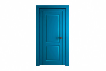 Modern blue room door isolated on white background