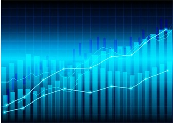 Stock market. Candle stick graph chart of stock market investment trading. Stock market data. Bullish point, Trend of graph . blue background. Vector.