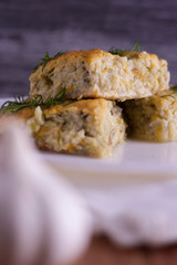 Zucchini casserole with rice.Vegetarian food.