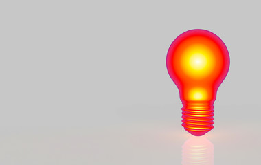 Blank light bulb on Gray background with shadow 3d illustration 