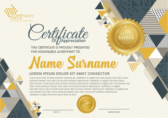 Certificate template with polygonal style, elegant and modern pattern