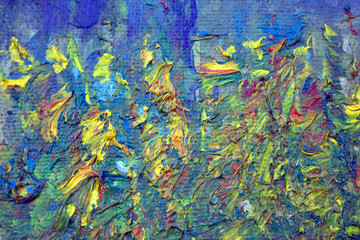 Abstract modern painting. Painting painted with a palette knife on canvas with oil paints in a large stroke.