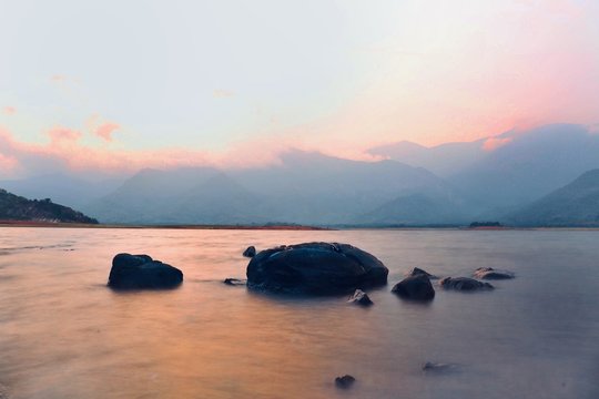 A Warm evening at the lake. A shot from Kerala, India.