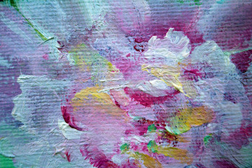 Abstract modern painting. Painting painted with a palette knife on canvas with oil paints in a large stroke.