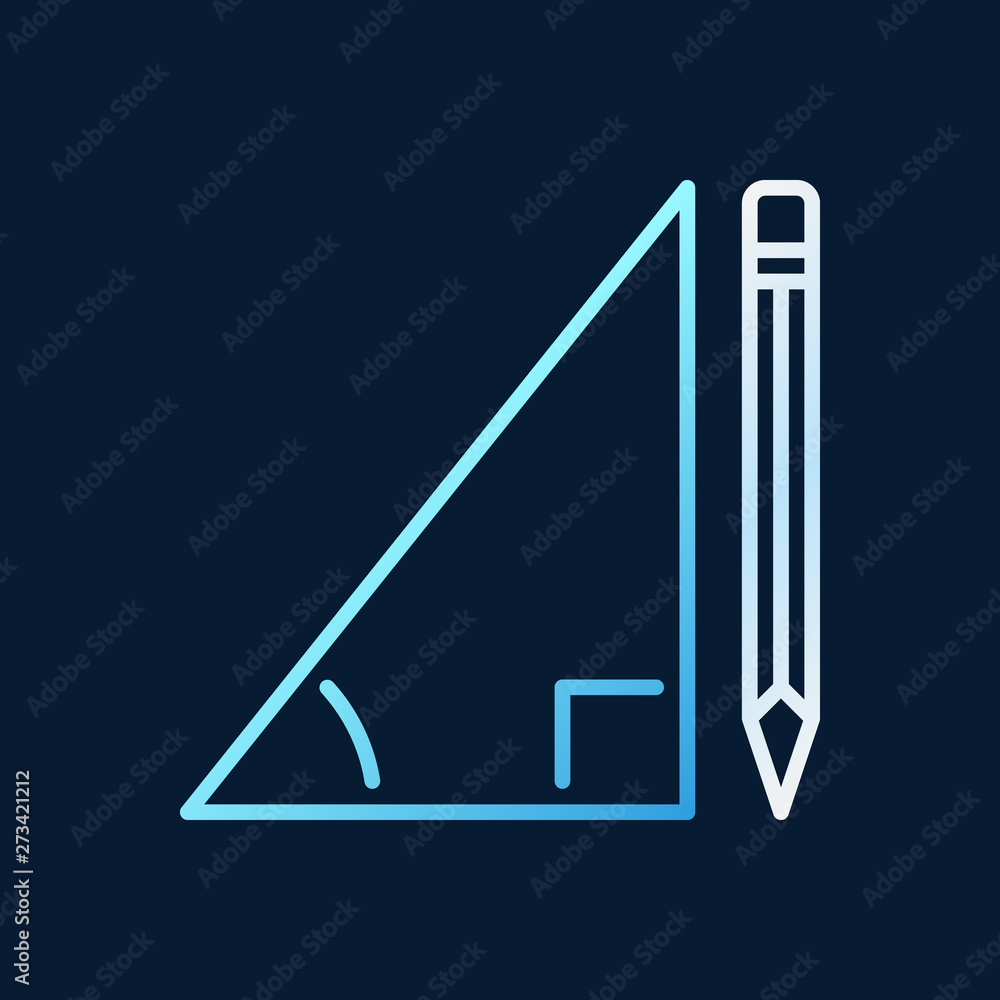 Poster pencil with triangle vector linear concept colored icon or logo element on dark background
