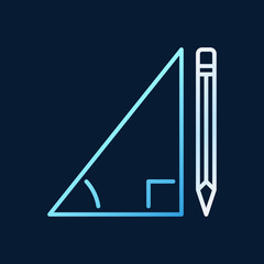 Pencil with Triangle vector linear concept colored icon or logo element on dark background
