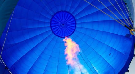 inside of a blue hot- air balloon