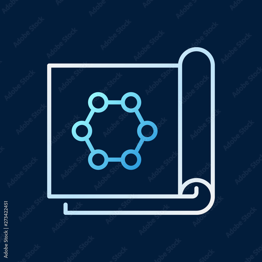 Poster papers with molecule vector concept outline colored icon on dark background