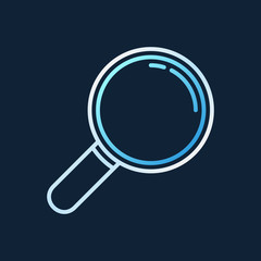 Magnifying Glass linear concept icon - vector magnifier outline symbol on dark background