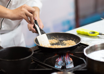 Chef cooking food in the kitchen, Chef preparing food
