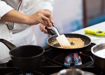 Chef cooking food in the kitchen, Chef preparing food