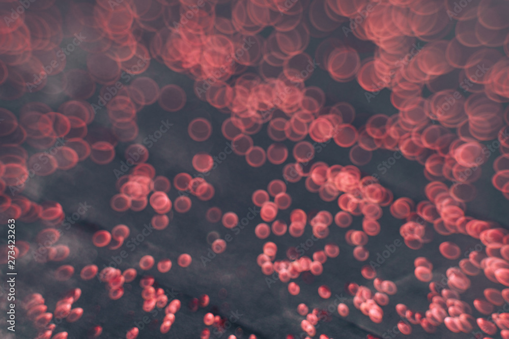Poster Beautiful red bokeh on a dark abstract background.