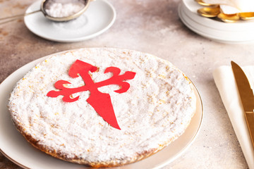 Tarta de Santiago (St. James cake) famous spanish almond cake typically made in Galicia.