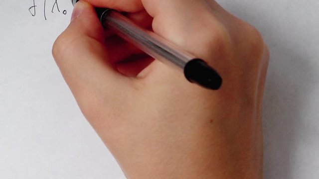 Writing of mathematical formulas on paper.	Work of the mathematician.