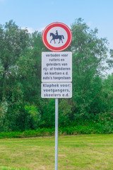 Riding forbidden sign in a polder