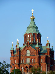 Fototapeta na wymiar Uspenski Cathedral, the Eastern Orthodox cathedral in Helsinki, Finland, Scandinavia
