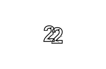 Initial Number 22 Stylish Concept Black Linear Logotype
