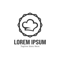 Chef logo template design with frame. minimalist chef logo vector illustration