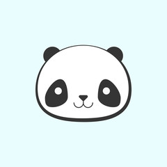 Fototapeta premium Cute panda cartoon face symbol. New trendy art panda face symbol illustration.