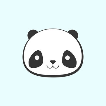 Cute panda cartoon face symbol. New trendy art panda face symbol illustration.