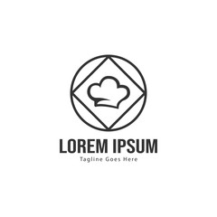 Chef logo template design with frame. minimalist chef logo vector illustration